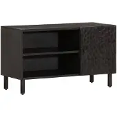 vidaXL Armoire TV noire 80x31x46 cm bois massif mangue