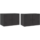 vidaXL Armoires TV 2 pcs. noir 67x39x44 cm acier