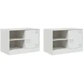 vidaXL Armoires TV 2 pcs. Blanc 67x39x44 cm Acier