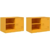 vidaXL Armoires TV 2 pcs jaune moutarde 67x39x44 cm acier