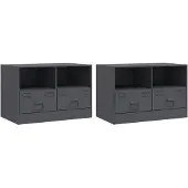 vidaXL Armoires TV 2 pcs. Anthracite 67x39x44 cm Acier