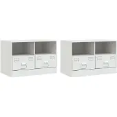 vidaXL Armoires TV 2 pcs. Blanc 67x39x44 cm Acier