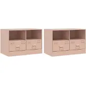 vidaXL Armoires TV 2 pcs. Rose 67x39x44 cm Acier