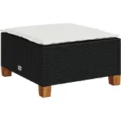 vidaXL Tabouret de jardin et coussin noir 63,5x56x32 cm résine tressée