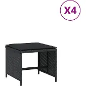 vidaXL Tabourets de jardin avec coussins 4 pcs noir 40x40x35 cm rotin