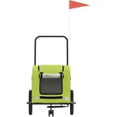 vidaXL Remorque pour vélo Chiens Vert Tissu Oxford et fer