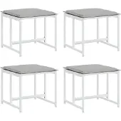 vidaXL Tabourets de jardin avec coussins 4pcs blanc acier et textilène