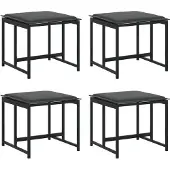 vidaXL Tabourets de jardin avec coussins lot de 4 noir acier/textilène