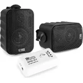 Power Dynamics Aussenlautsprecher - BT10 -Verstärker mit Bluetooth und 3 " schwarzen Lautsprechern (Actif, 2x 15 W), Haut-parleur PA, Noir