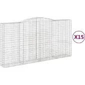vidaXL Gabions avec arc surélevé 15pcs 400x50x200/220cm Fer galvanisé