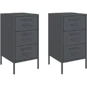 vidaXL Table de chevet 2 pcs anthracite 36x39x68 cm acier
