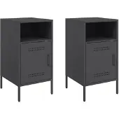 vidaXL Tables de chevet 2 pcs noir 36x39x68 cm acier