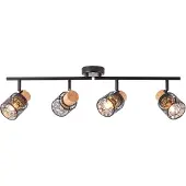 Brilliant Lampe Santy tube spot 4flg noir/naturel marron 4x D45, E14, 42 W