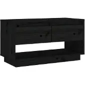 vidaXL Armoire TV noire 74x34x40 cm pin massif