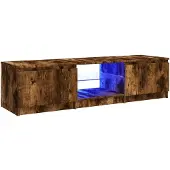 vidaXL Armoire TV avec lampes LED chêne fumé 140x40x36 cm