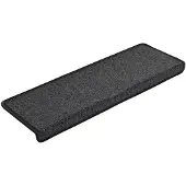 vidaXL Tapis d'escalier 15 pièces 65 x 21 x 4 cm Anthracite Bordure rectangulaire