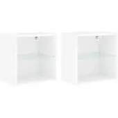 vidaXL Tables de chevet murales avec lampes LED 2 pcs. Blanc