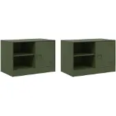vidaXL Armoires TV 2 pcs. Vert olive 67x39x44 cm Acier