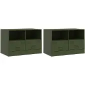 vidaXL Armoires TV 2 pcs. Vert olive 67x39x44 cm Acier