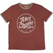 Alice In Chains Hommes, T-shirt, Circle Emblem Ringer, Rouge, (L)