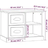vidaXL Table de chevet blanc brillant 60x35,5x45 cm
