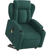 vidaXL Fauteuil de massage électrique avec releveur Tissu vert foncé