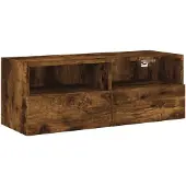 vidaXL Armoire TV murale chêne fumé 80x30x30 cm Bois composite
