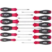 Wiha Jeu de tournevis SoftFinish - 12 pièces - Rouge et noir