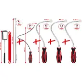 Ks Tools Support magnétique flexible et télescopique et jeu de miroirs d'inspection 6 pièces - 550.1090
