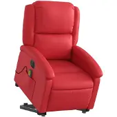 vidaXL Fauteuil de massage avec releveur électrique rouge similicuir