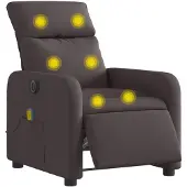 vidaXL Fauteuil de massage électrique Tissu marron foncé