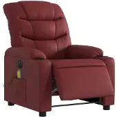 vidaXL Fauteuil de massage électrique vin rouge similicuir