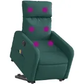 vidaXL Fauteuil de massage électrique avec releveur Tissu vert foncé