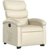 vidaXL Fauteuil relax avec releveur électrique Crème similicuir