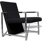 vidaXL Fauteuil avec pieds chromés Noir Similicuir