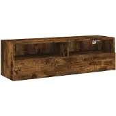 vidaXL Armoire TV murale chêne fumé 100x30x30 cm Bois composite