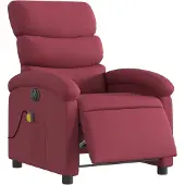 vidaXL Fauteuil de massage électrique vin rouge tissu