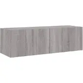 vidaXL Armoire TV murale avec lampes LED Gris Sonoma 100x35x31 cm