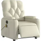 vidaXL Fauteuil de massage électrique Crème similicuir