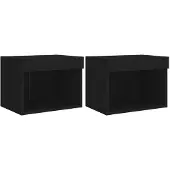vidaXL Tables de chevet murales avec lampes LED 2 pcs. noir