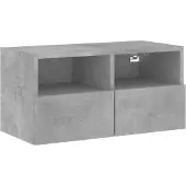 DKD Home Decor Meuble TV mural gris béton 60x30x30 cm Matériau dérivé du bois