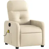 vidaXL Fauteuil de massage électrique Crème Tissu