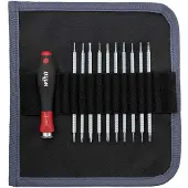 Wiha 27820 Jeu de tournevis avec lames interchangeables SYSTEM 4 - Jeu de 11 pcs - dans une trousse pliable