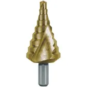 RUKO ### Structure### NomRUKO Foret étagé HSS-TiN à queue hélicoïdale avec affûtage en croix pour presse-étoupes métriques Taille 15 Ø 6,5 - 32,5 mm - 101092T