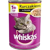 Whiskas Adult 24x400 g nourriture complète humide pour chats adultes avec du poulet en sauce