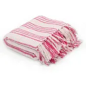 vidaXL Couverture coton à rayures 220x250 cm Rose et Blanc