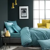Origin Drap Housse Imprimé En Bambou Vert Émeraude 160x200