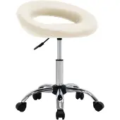 vidaXL Tabouret de travail à roulettes Crème Similicuir