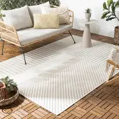 FRAAI Tapis d'extérieur | Capri Lines Beige/Crème | 160x230cm | Crème | Rectangulaire | Tapis d'extérieur