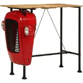 vidaXL Table de bar tracteur rouge et marron 55x120x107 cm bois massif mangue